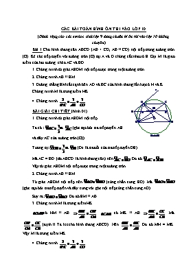 Các bài toán Hình ôn thi vào lớp 10